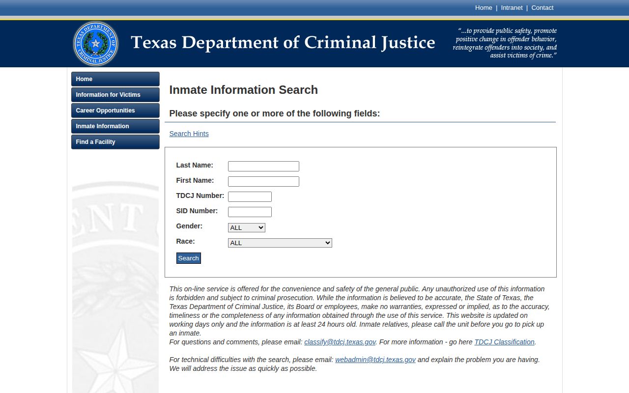 TDCJ offender search for Franklin County released inmates transferred to state custody